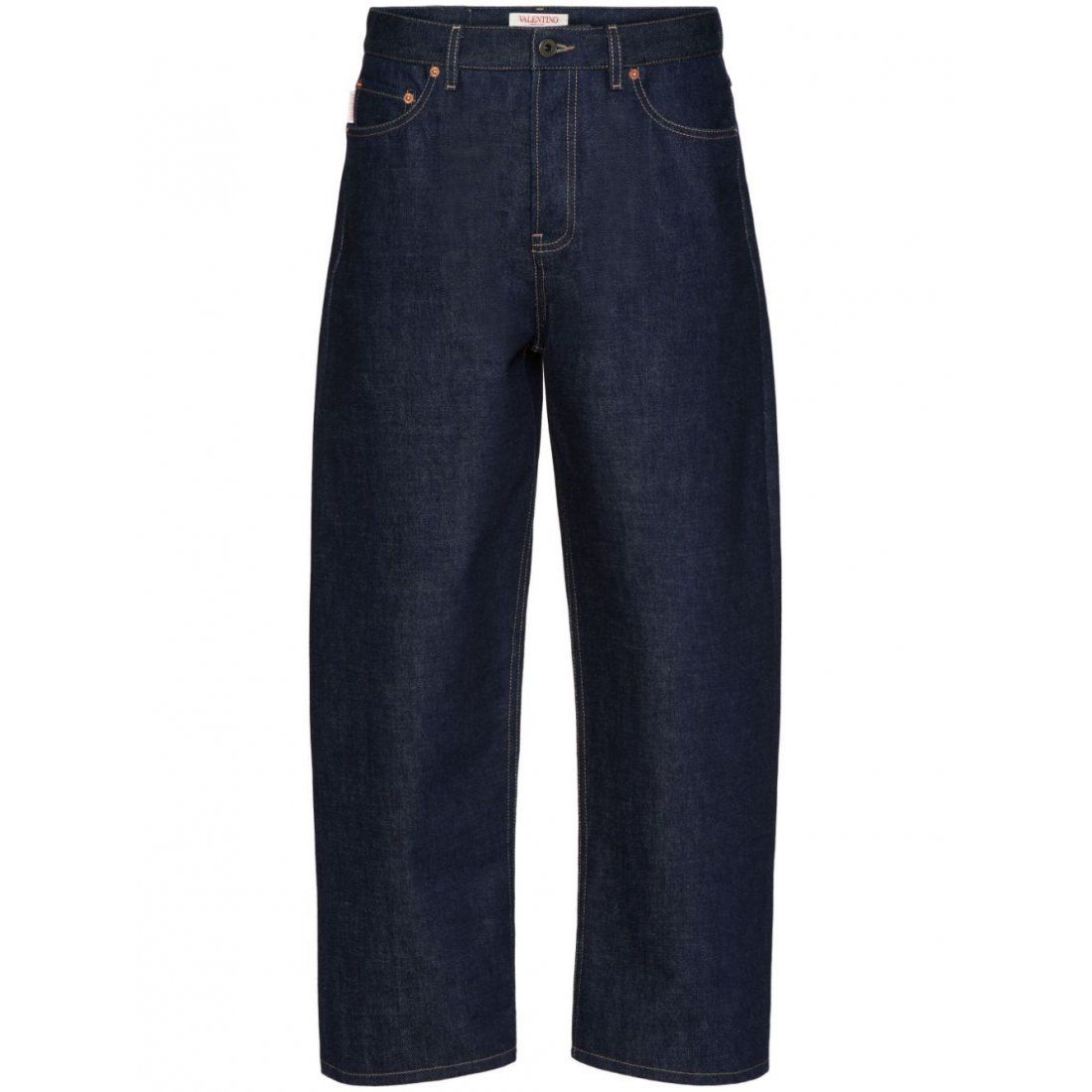 Valentino - Jeans coupe courte 'Logo-Patch' pour Hommes