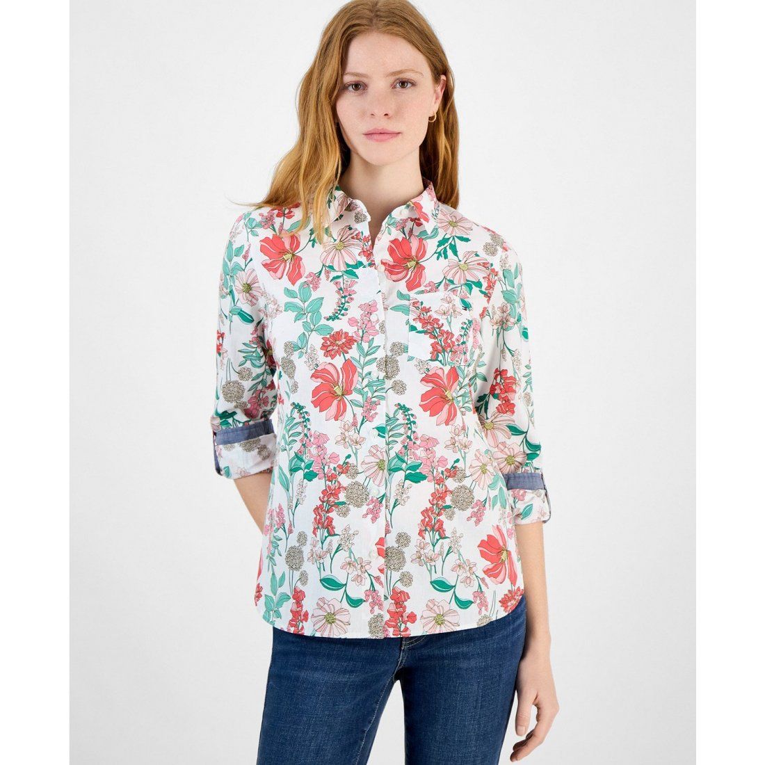 Tommy hilfiger - 'Floral Cotton Button-Front Shirt' pour Femmes