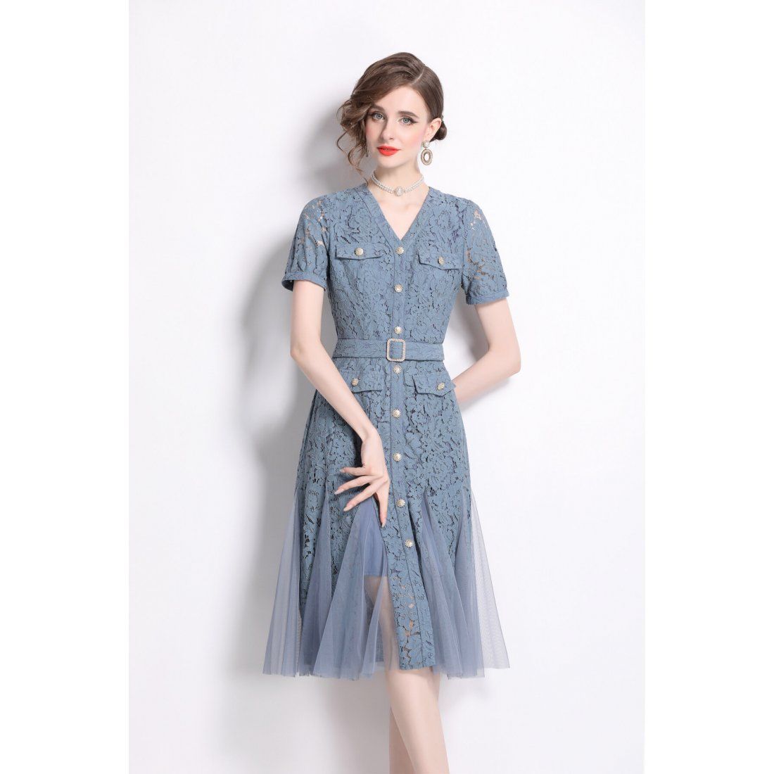 Dza - Robe 'Slim Fit Mesh Patchwork Mermaid' pour Femmes