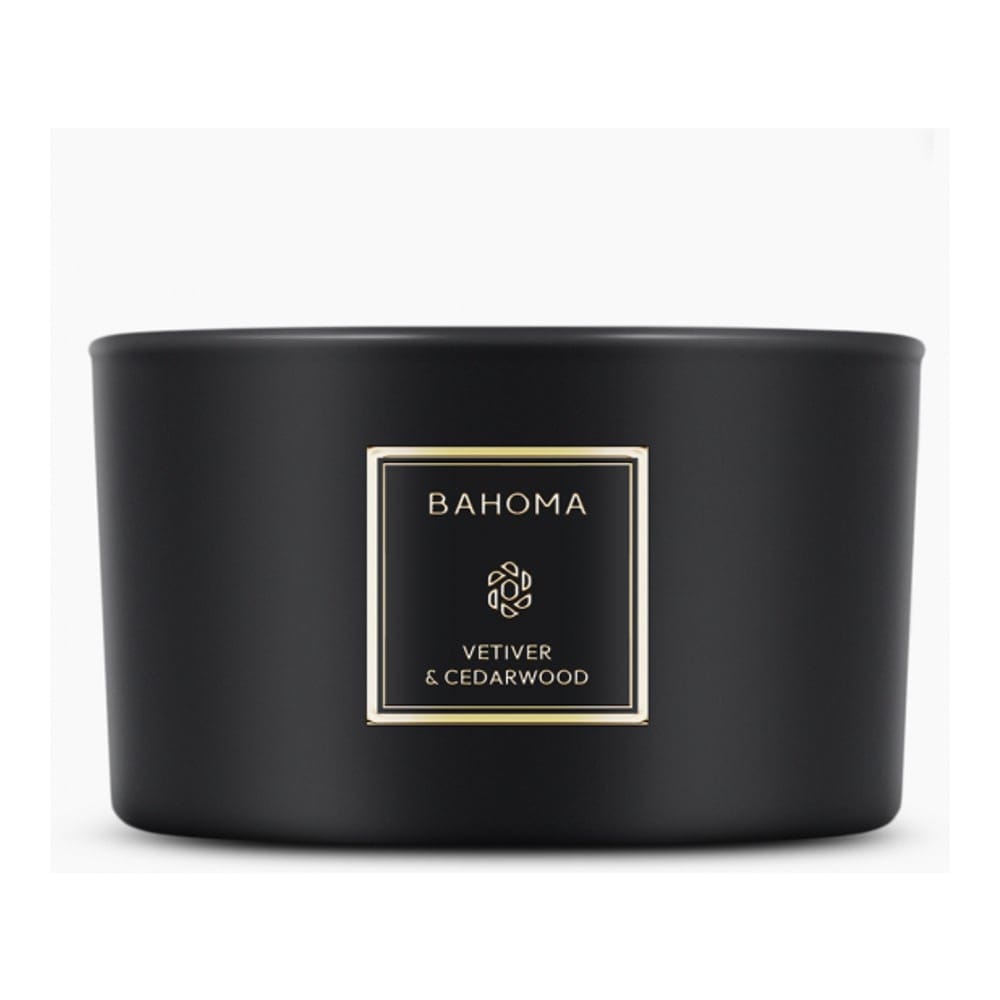 Bahoma London - Bougie 3 mèches 'Obsidian' - Vétiver et bois de cèdre 400 g