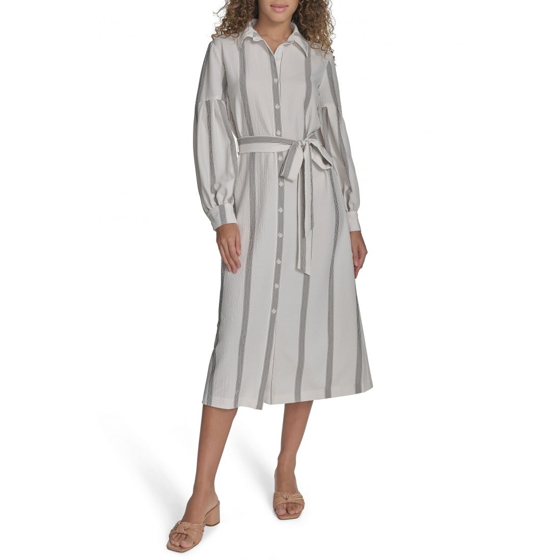 Calvin klein - Robe chemise 'Stripe Long Sleeve Gauze' pour Femmes