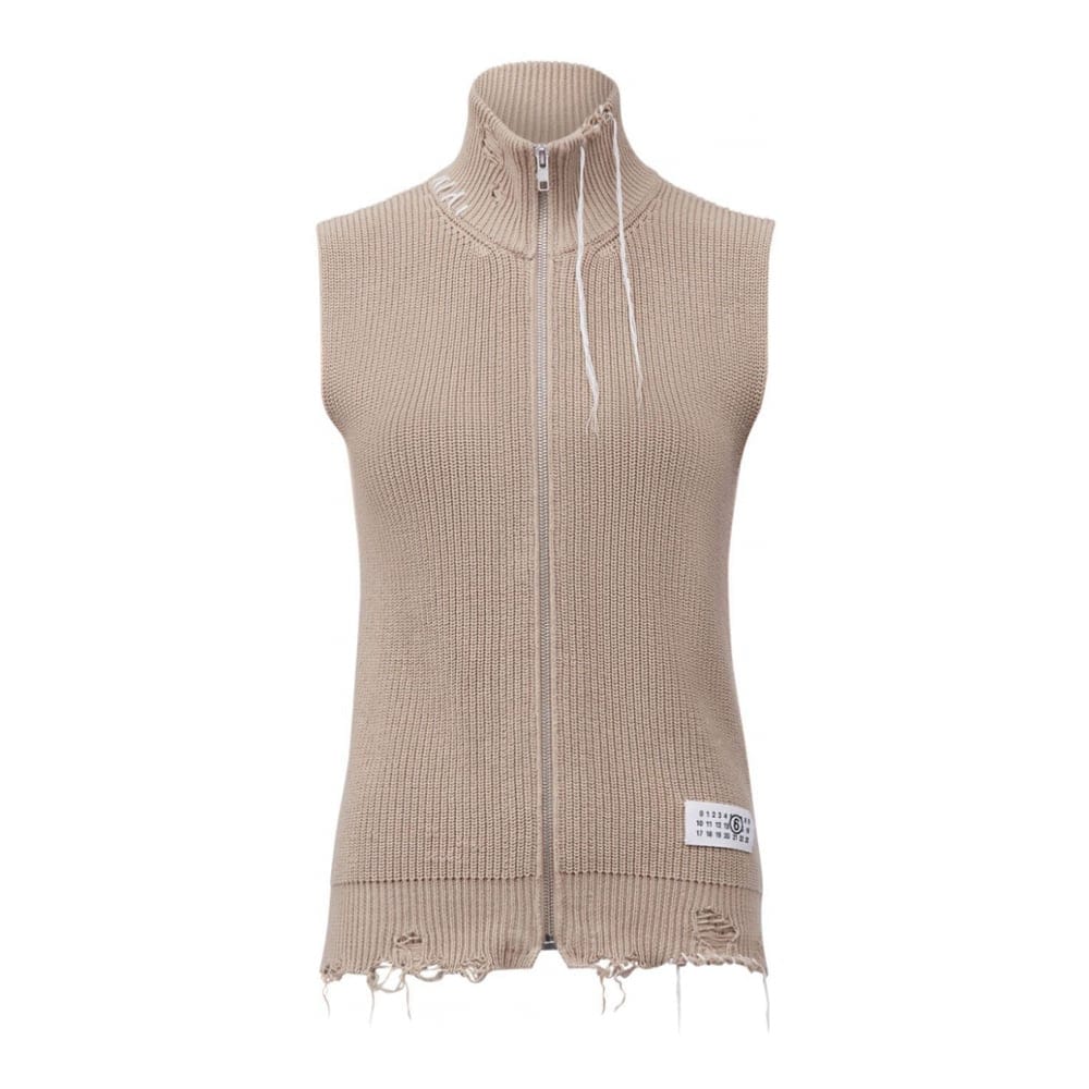 Mm6 - Haut sans manches 'Zip-Up Knitted' pour Femmes