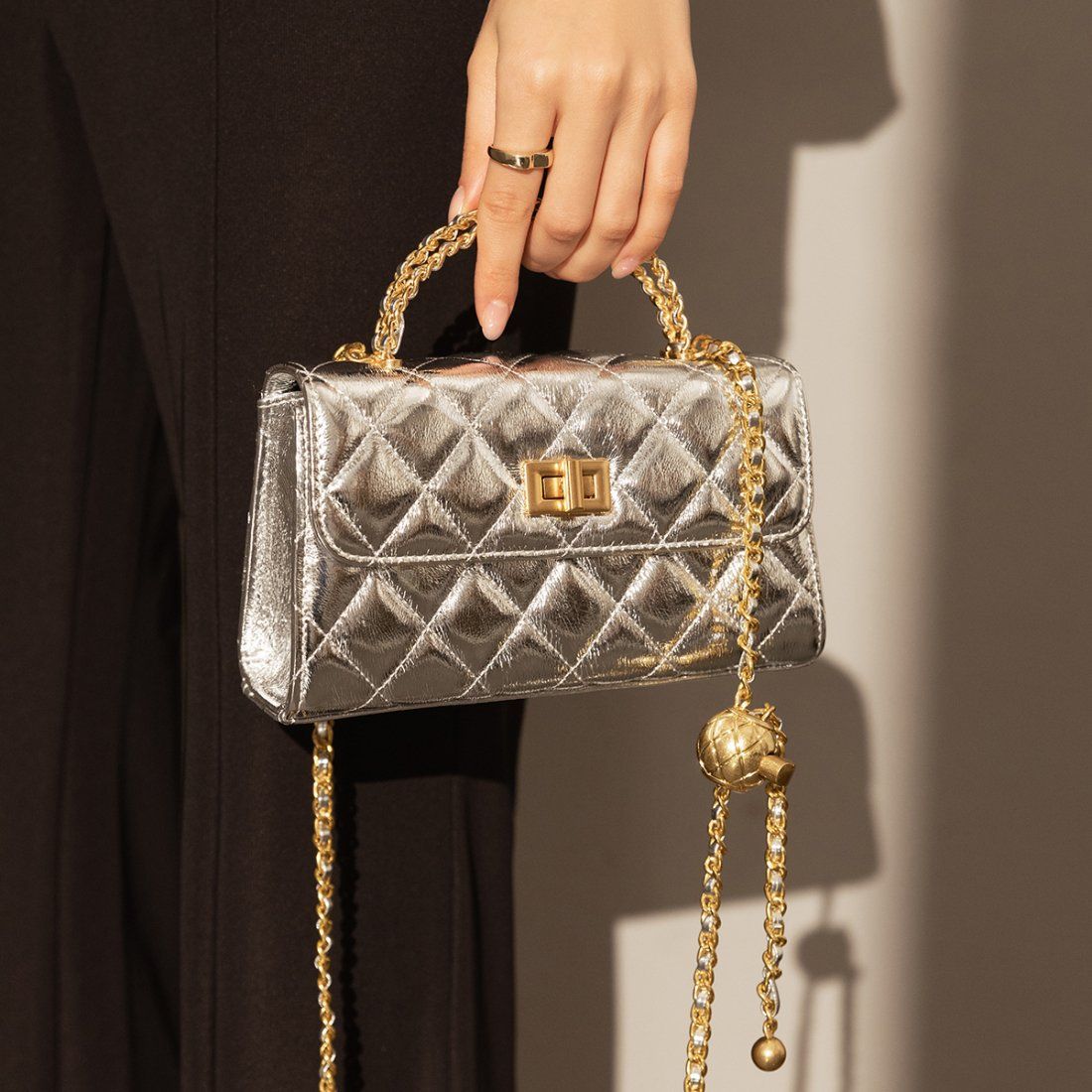 Cilela - Sac à bandoulière 'Mini Quilted Chain Strap' pour Femmes