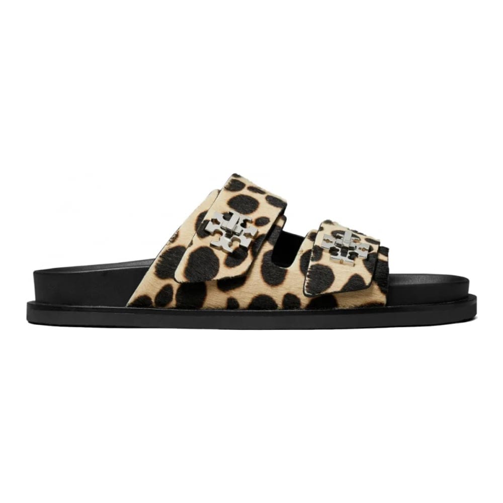 Tory burch - Sandales plates 'Turnlock Sport Leopard-Print' pour Femmes