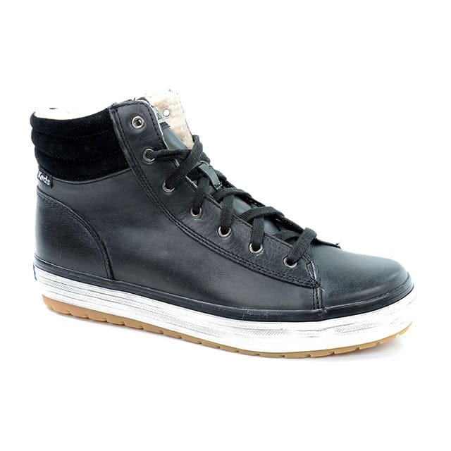 Keds - Hi Rise Vintage Black Pull Up Leather