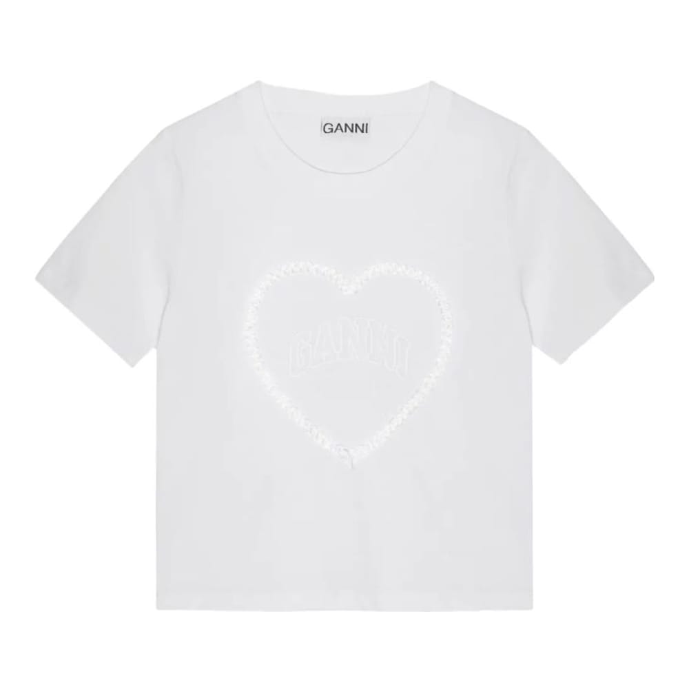 Ganni - T-shirt 'Heart-Appliqué' pour Femmes