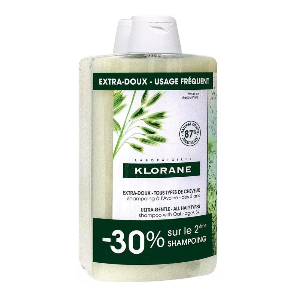 Klorane - Shampoing Extra-Doux au Lait d'Avoine - 400 ml, 2 Pièces