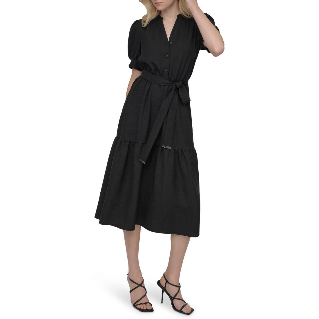 Dkny - Robe chemise 'Puff Sleeve Midi' pour Femmes