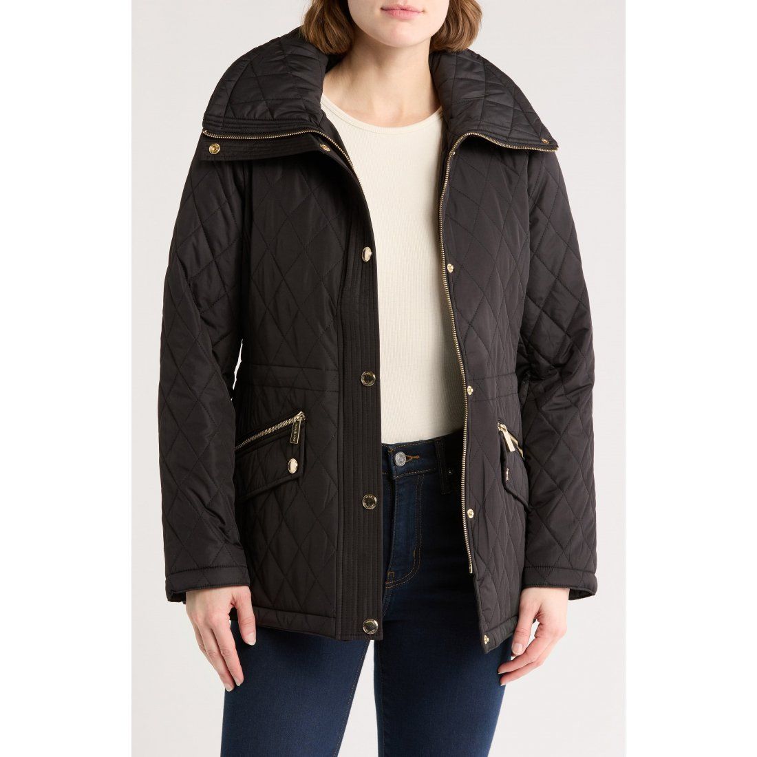 Michael kors - 'Diamond Quilted Zip Front Jacket' pour Femmes