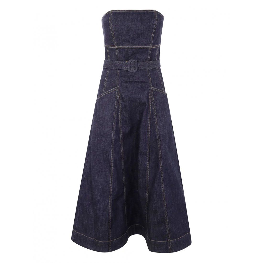 Self-portrait - Robe Midi 'Strapless Belted' pour Femmes
