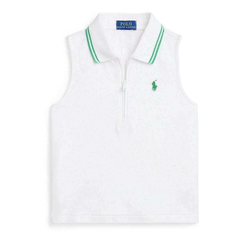 Polo ralph lauren - 'Stretch Mesh Half-Zip Boxy Polo Shirt' pour Bambins & petites filles