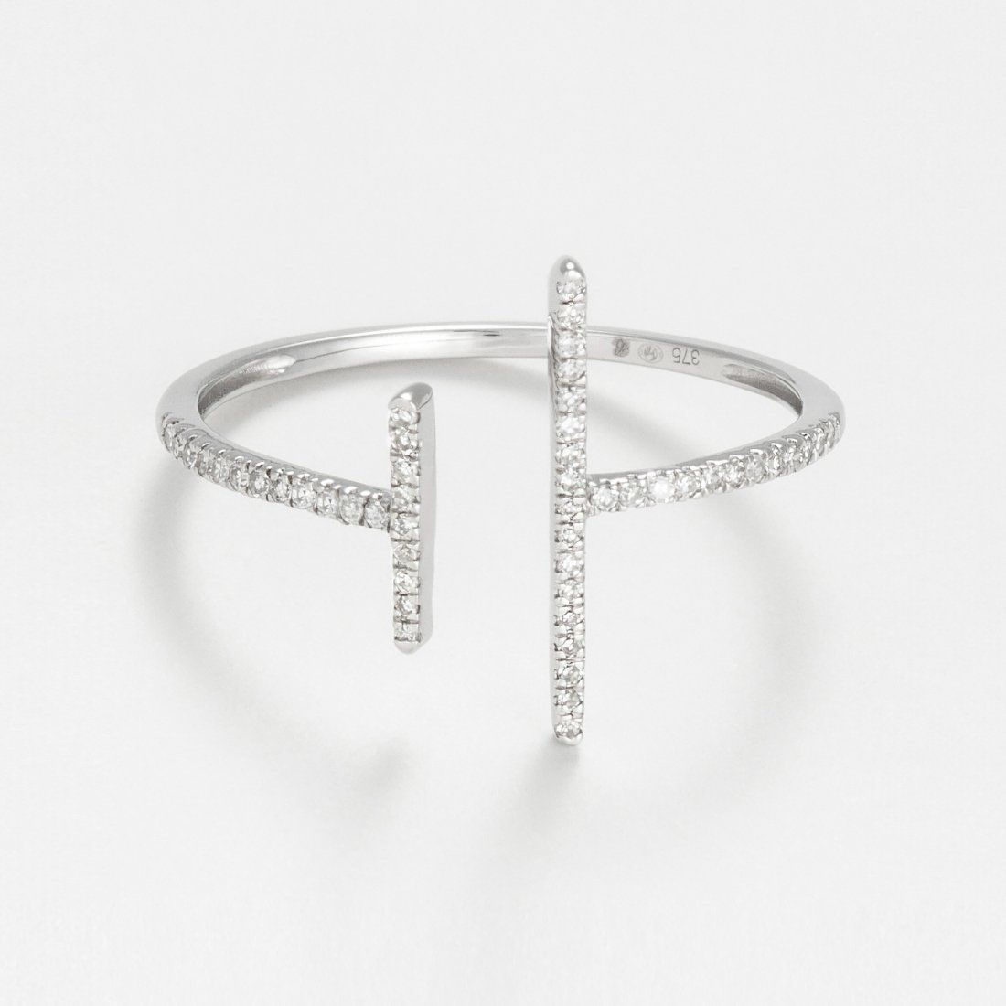 Comptoir du Diamant - Bague 'Parallèle Asymétrique' pour Femmes