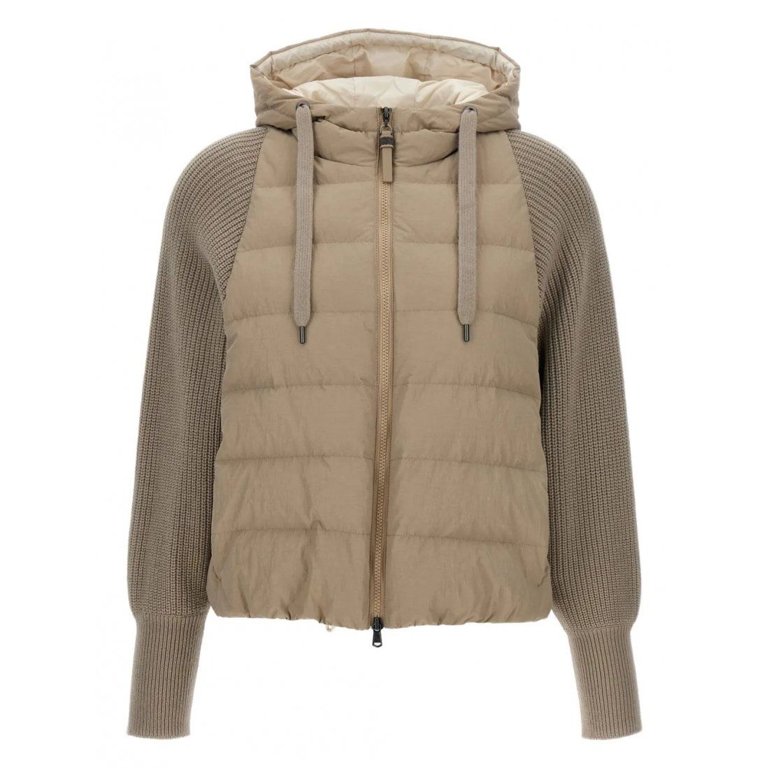 Brunello cucinelli - Veste matelassée 'Hooded Knitted-Sleeve' pour Femmes