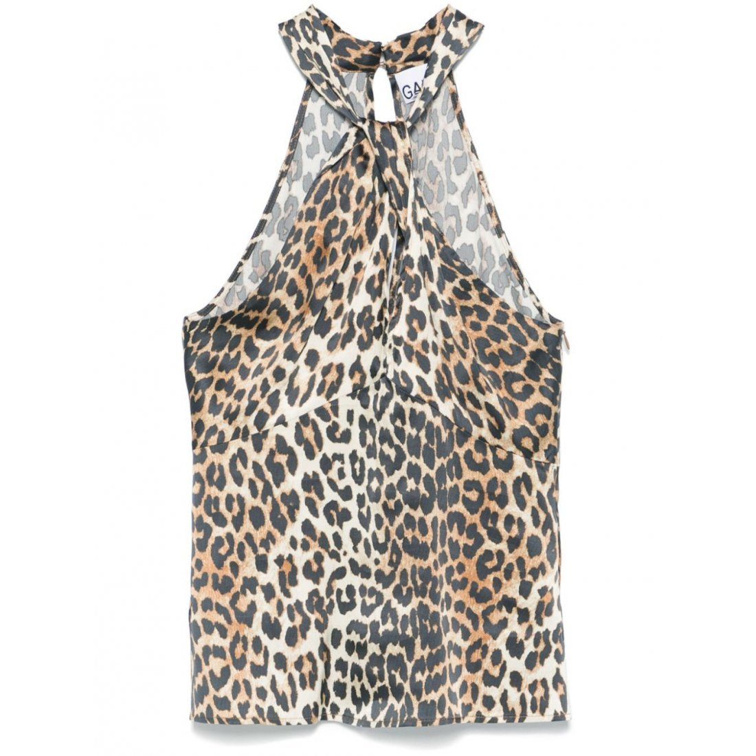 Ganni - Top dos nu 'Leopard-Print' pour Femmes