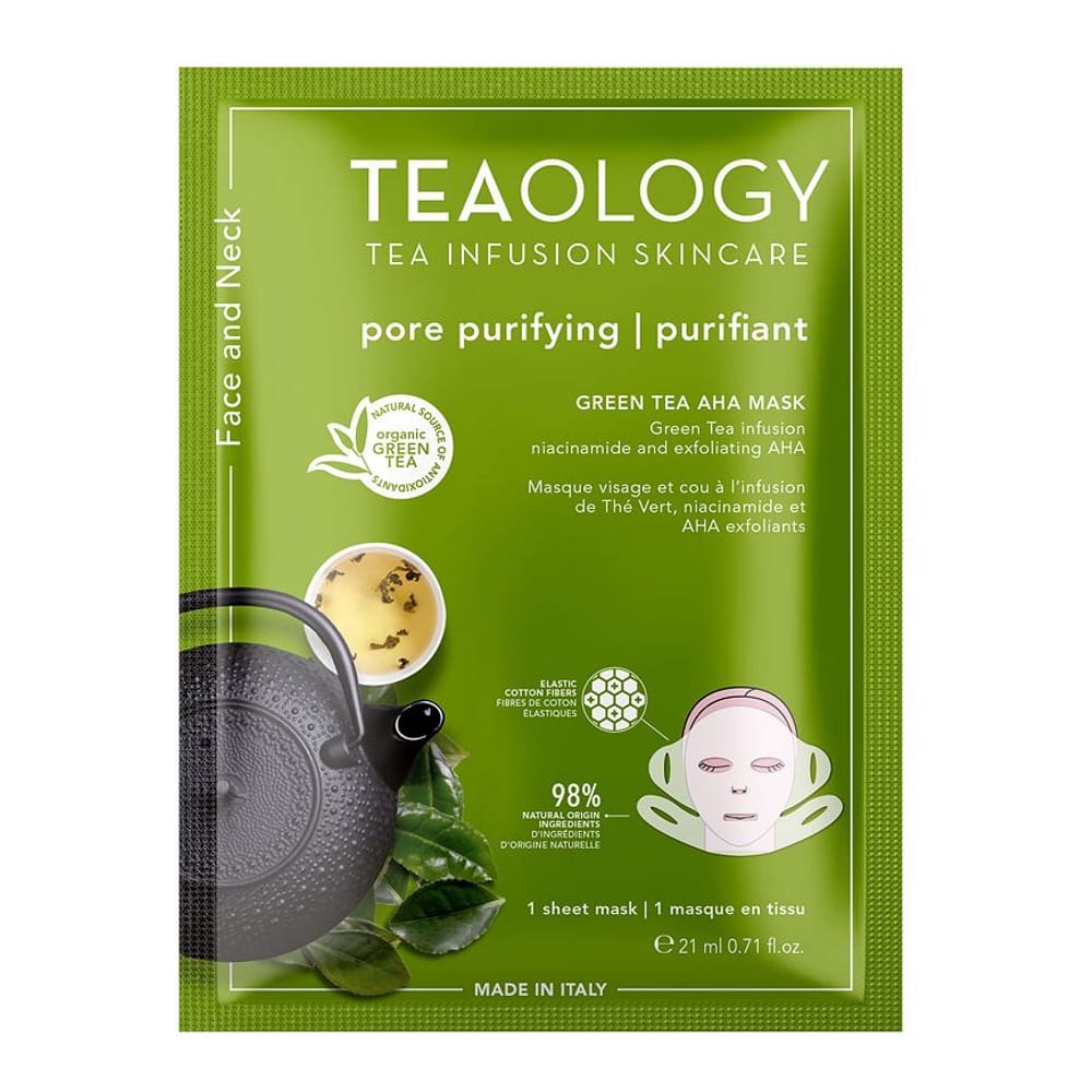 Teaology - Masque pour visage et cou 'Green Tea AHA + BHA' - 21 ml