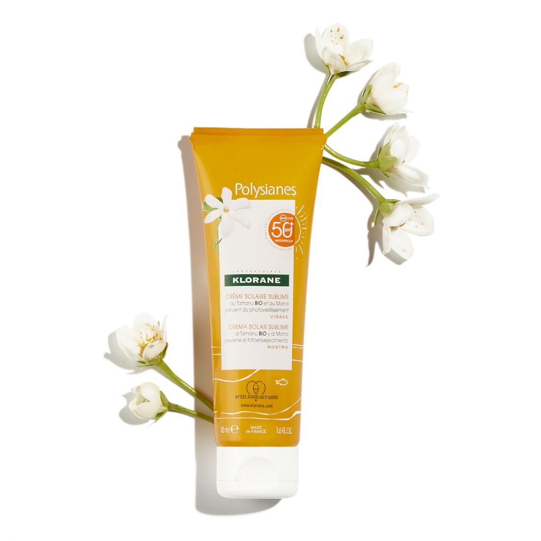 Klorane - Crème solaire pour le visage 'Polysianes Au Monoï et Tamanu BIO Sublime SPF50' - 50 ml