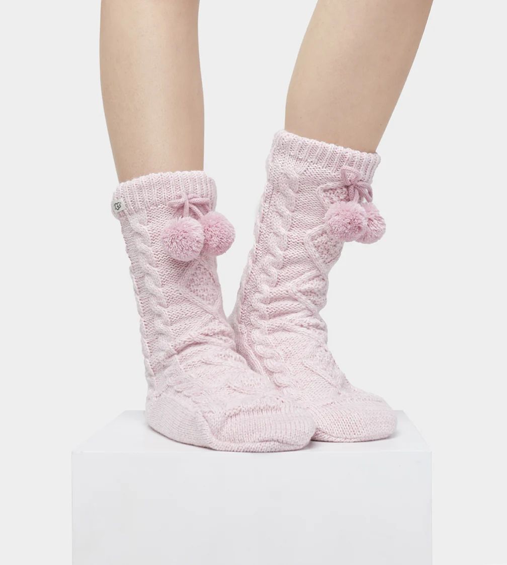 UGG - W's POM POM FLEECE LINED CREW SOCK