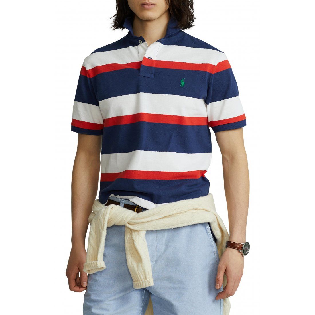 Polo ralph lauren - 'Stripe Piqué Polo' pour Hommes