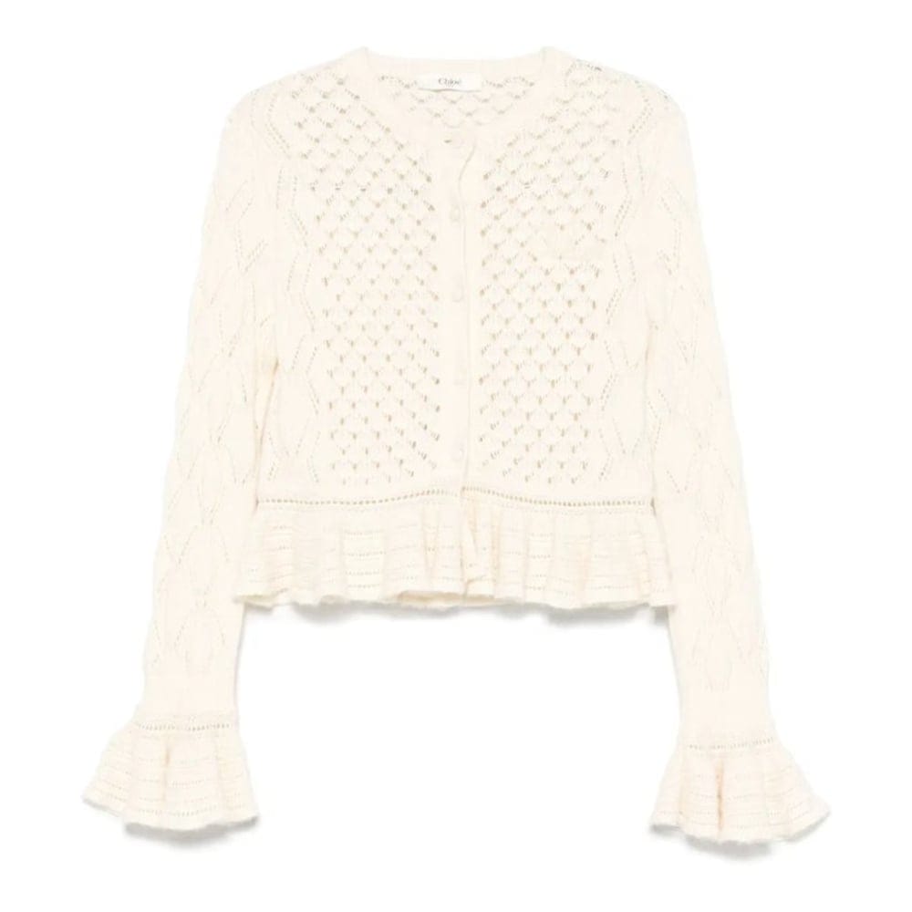 Chloé - "Cardigan 'Open-Knit Ruffled' pour Femmes"