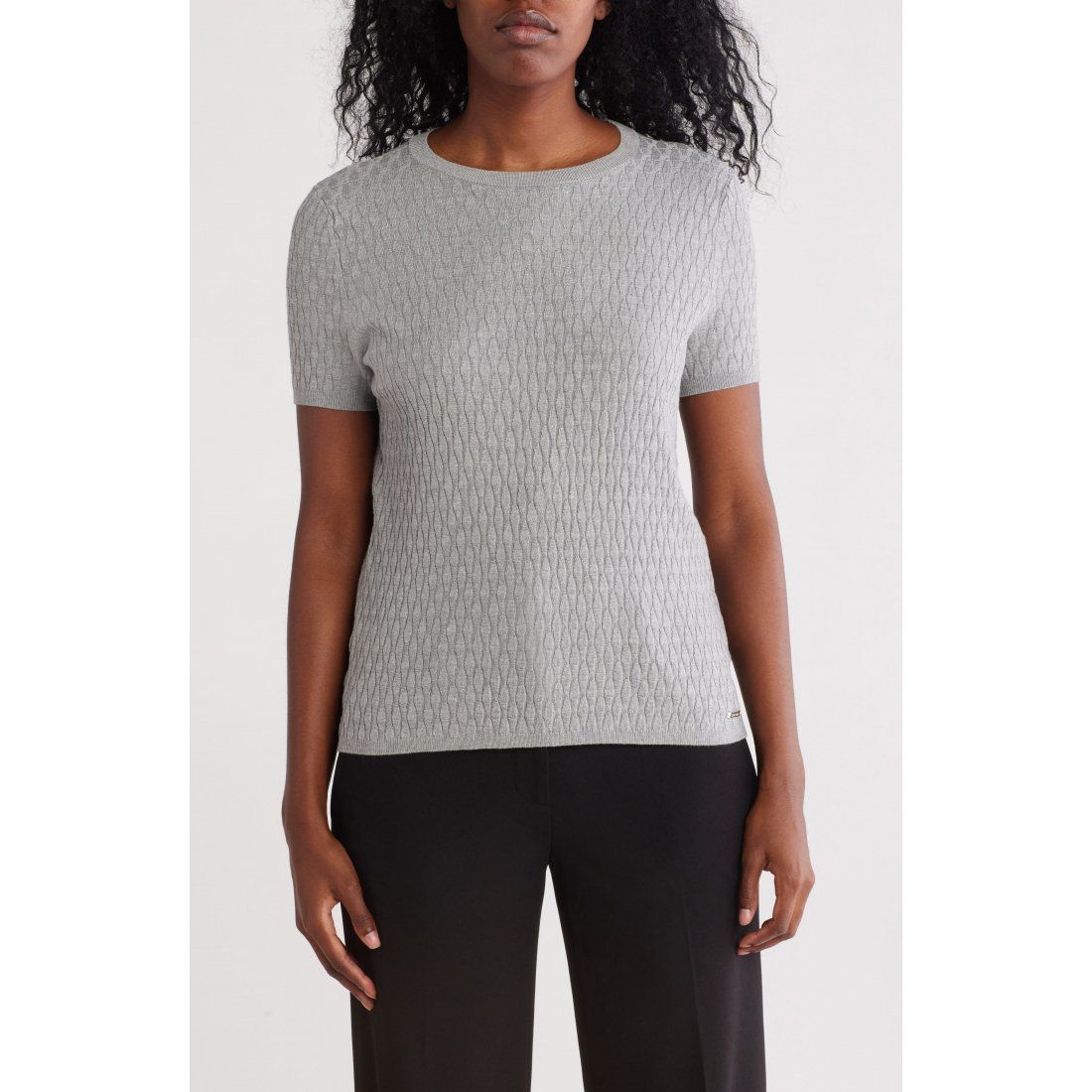 Calvin klein - 'Textured Short Sleeve Sweater' pour Femmes