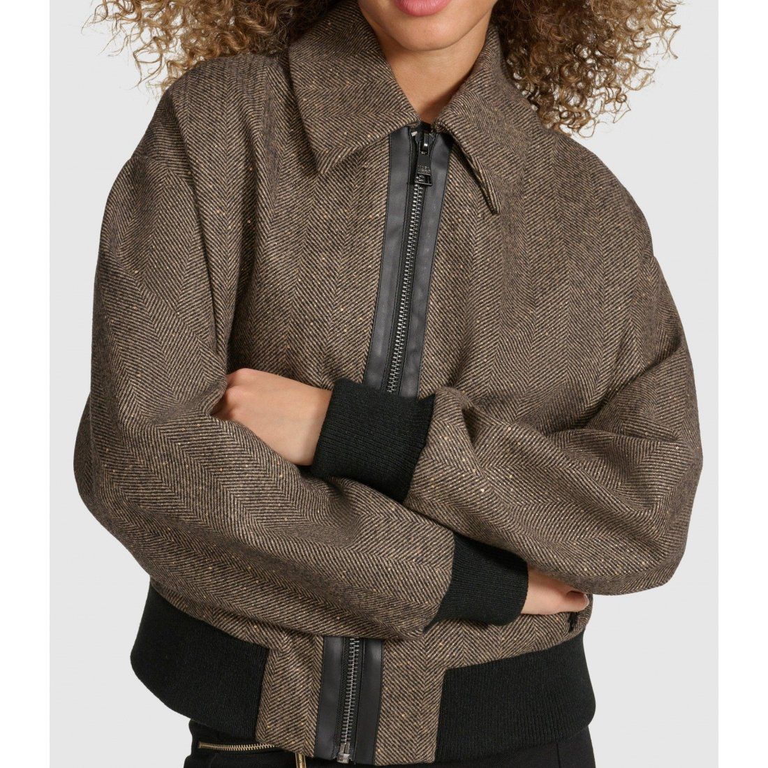 Karl lagerfeld paris - 'Herringbone Sparkle Bomber Jacket' pour Femmes
