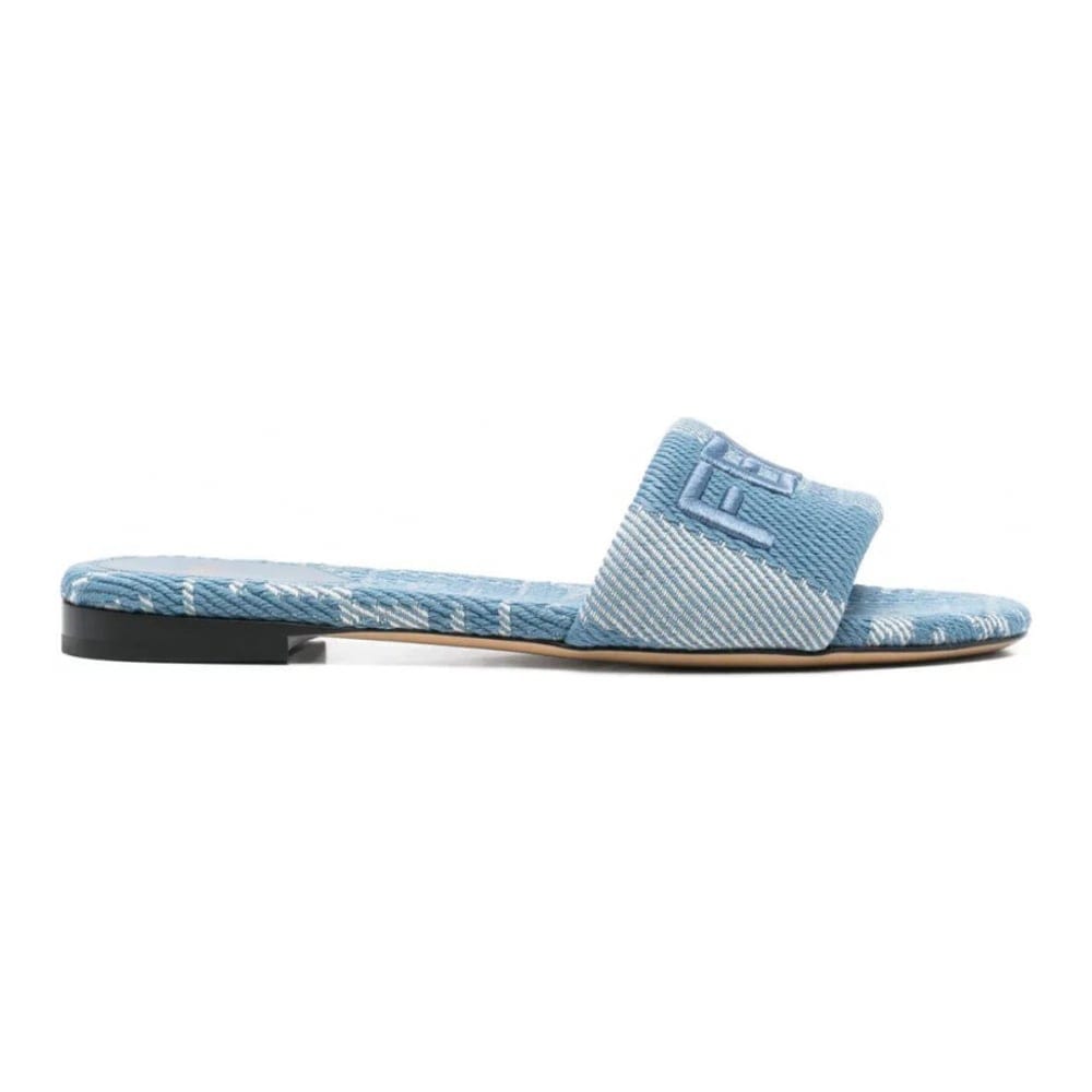 Fendi - Claquettes 'Logo-Embroidered' pour Femmes