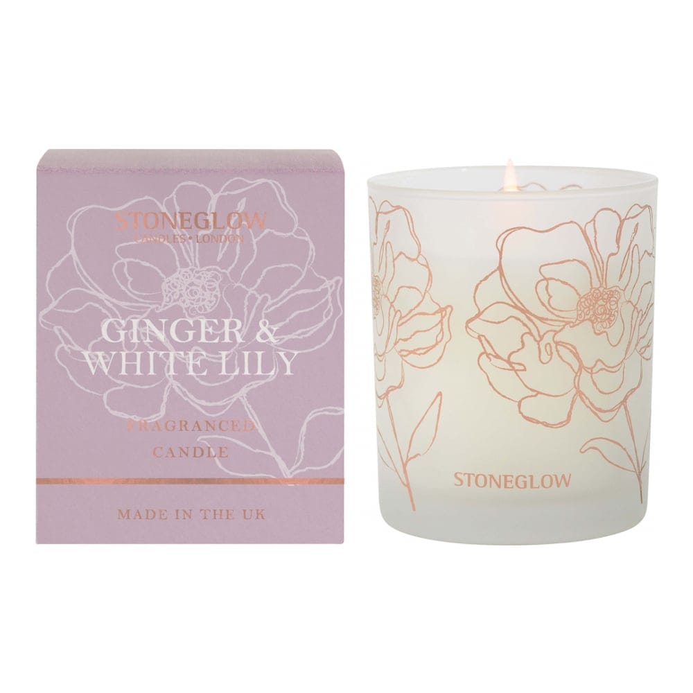 StoneGlow - Bougie parfumée 'Day Flower Ginger & White Lily' - 180 g