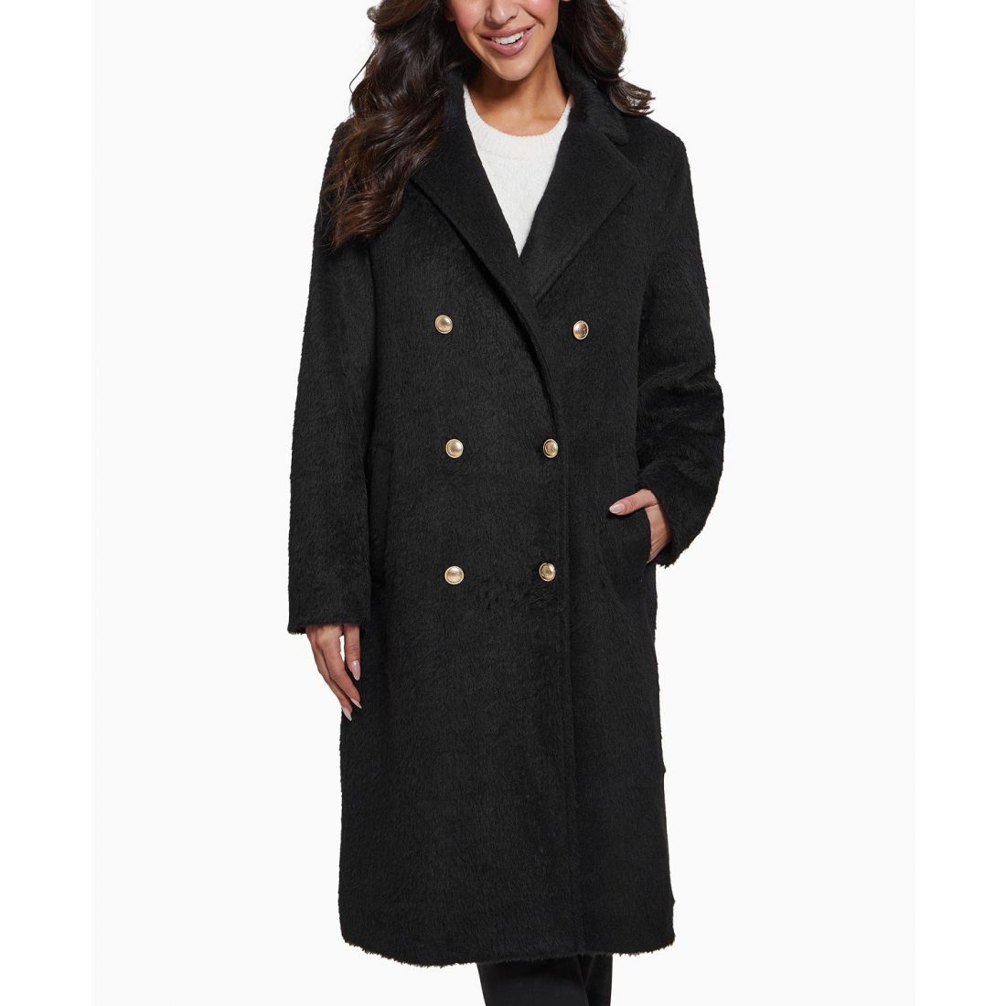 Guess - Manteau 'Textured Double-Breasted Notched-Collar' pour Femmes