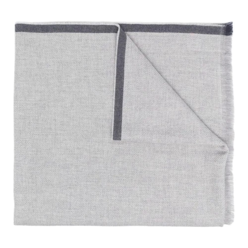 Brunello cucinelli - Écharpe en laine 'Contrast-Trim Frayed-Edge' pour Hommes