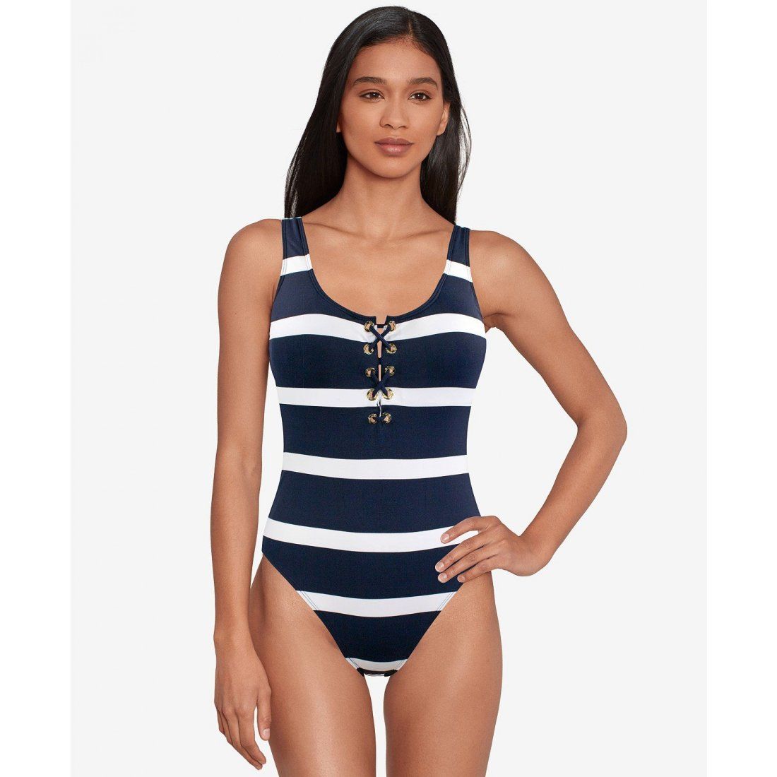 Lauren ralph lauren - 'Striped One-Piece Swimsuit' pour Femmes