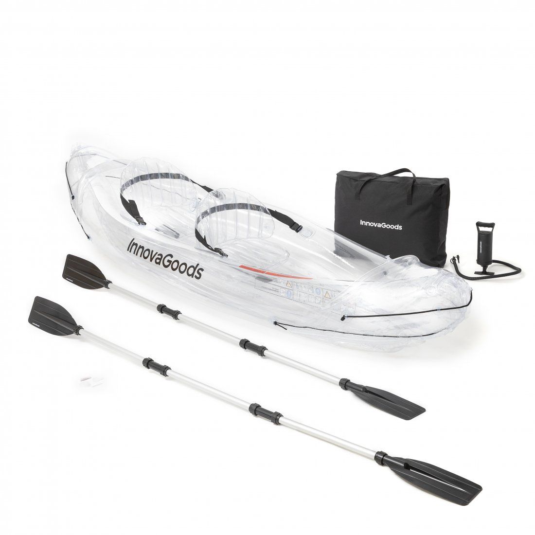 Innovagoods - Kayak Gonflable Transparent avec Accessoires Paros 312 cm 2 places