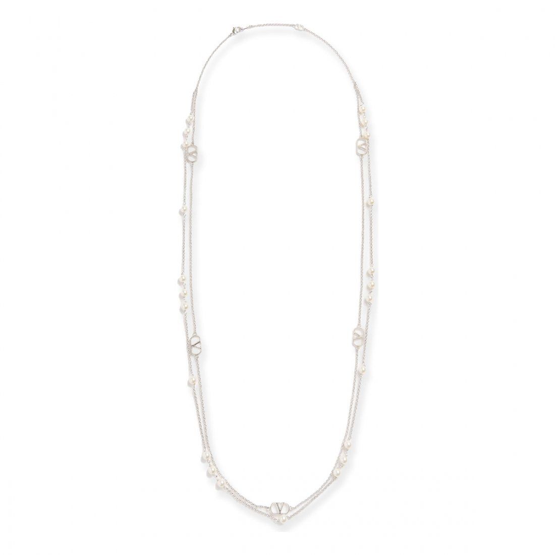 Valentino garavani - Collier 'Vlogo Signature Metal With Pearls' pour Hommes