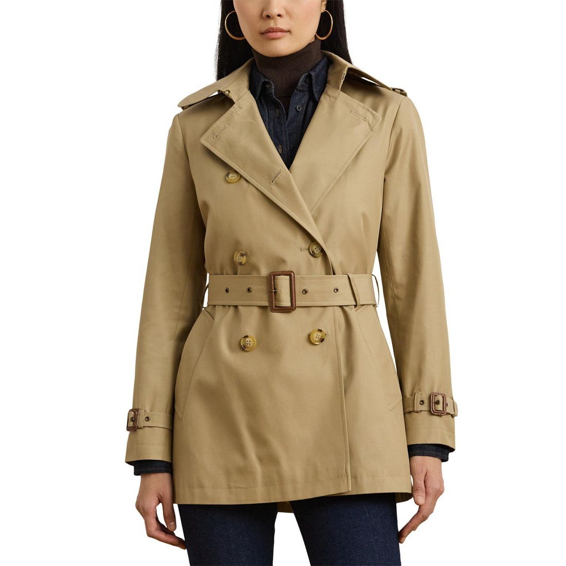 Lauren ralph lauren - "'Short Double-Breasted Belted Trench Coat' pour Femmes"