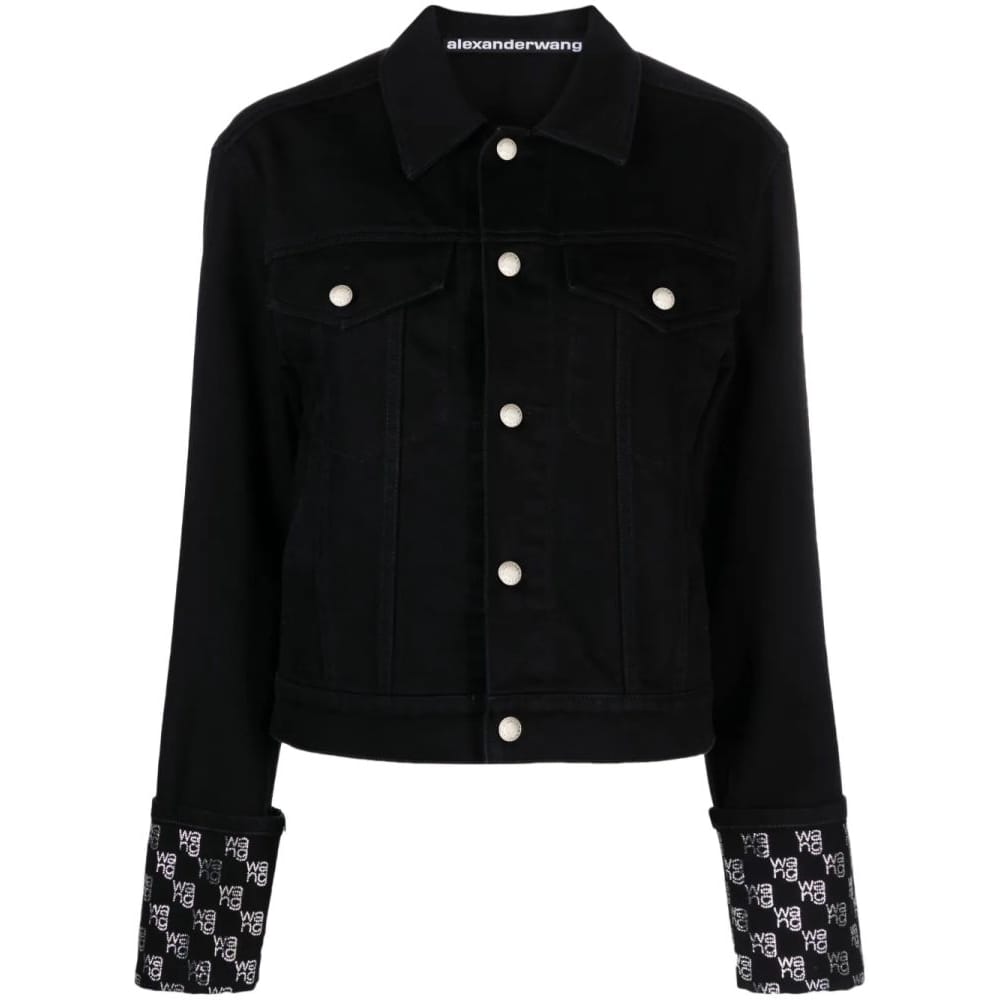 Alexander wang - Veste en jeans 'Rhinestone-Logo' pour Femmes