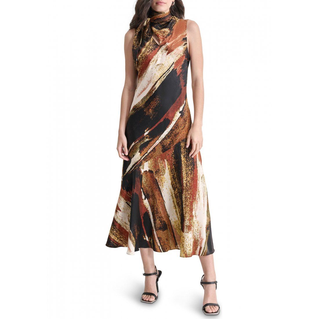 Dkny - Robe maxi 'Sleeveless Tie Neck Satin' pour Femmes
