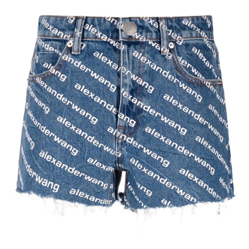 Alexander wang - Short en jean 'Logo-Print' pour Femmes