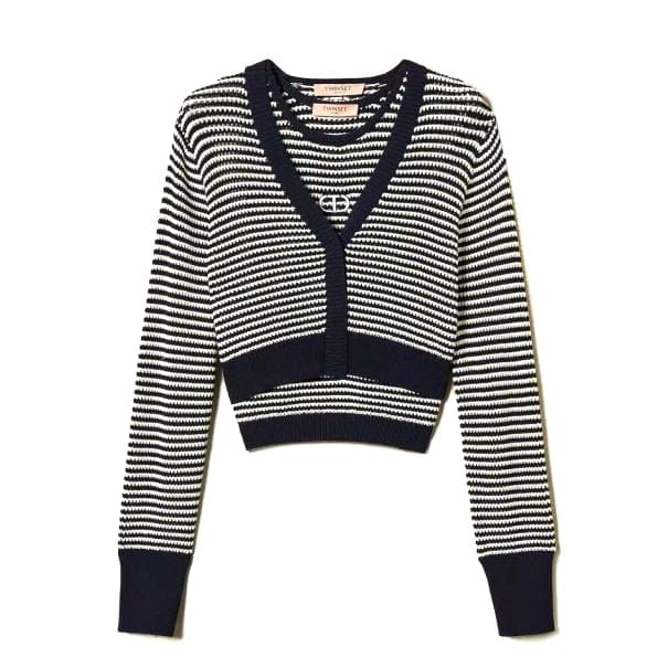 Twin set - Cardigan 'Striped Knit With Oval T' pour Femmes