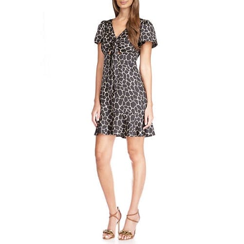 Michael michael kors - 'Saturated Mosaic Giraffe Printed Tie Mini Dress' pour Femmes