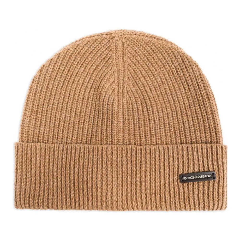 Dolce&gabbana - Bonnet 'Logo-Patch Ribbed' pour Hommes