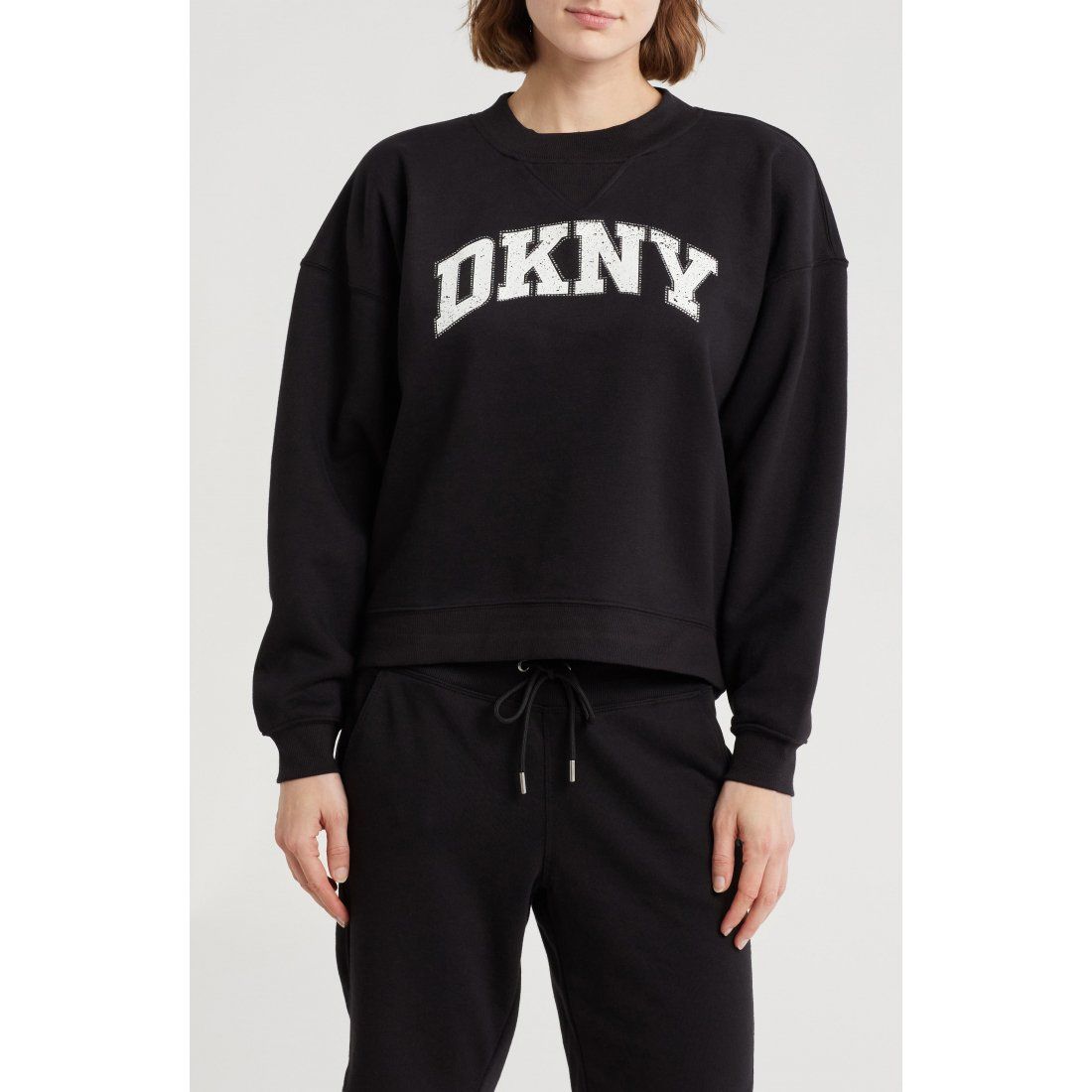 Dkny - Sweatshirt 'Arched Distressed Rhinestone Pullover' pour Femmes
