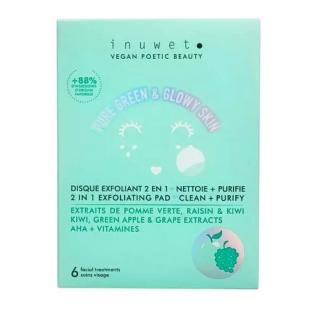 Inuwet - Disque exfoliant 'Pure Green & Glowy Skin' - 6 Pièces