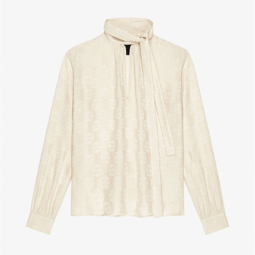 Givenchy - Blouse à manches longues '4G With Lavallière' pour Femmes