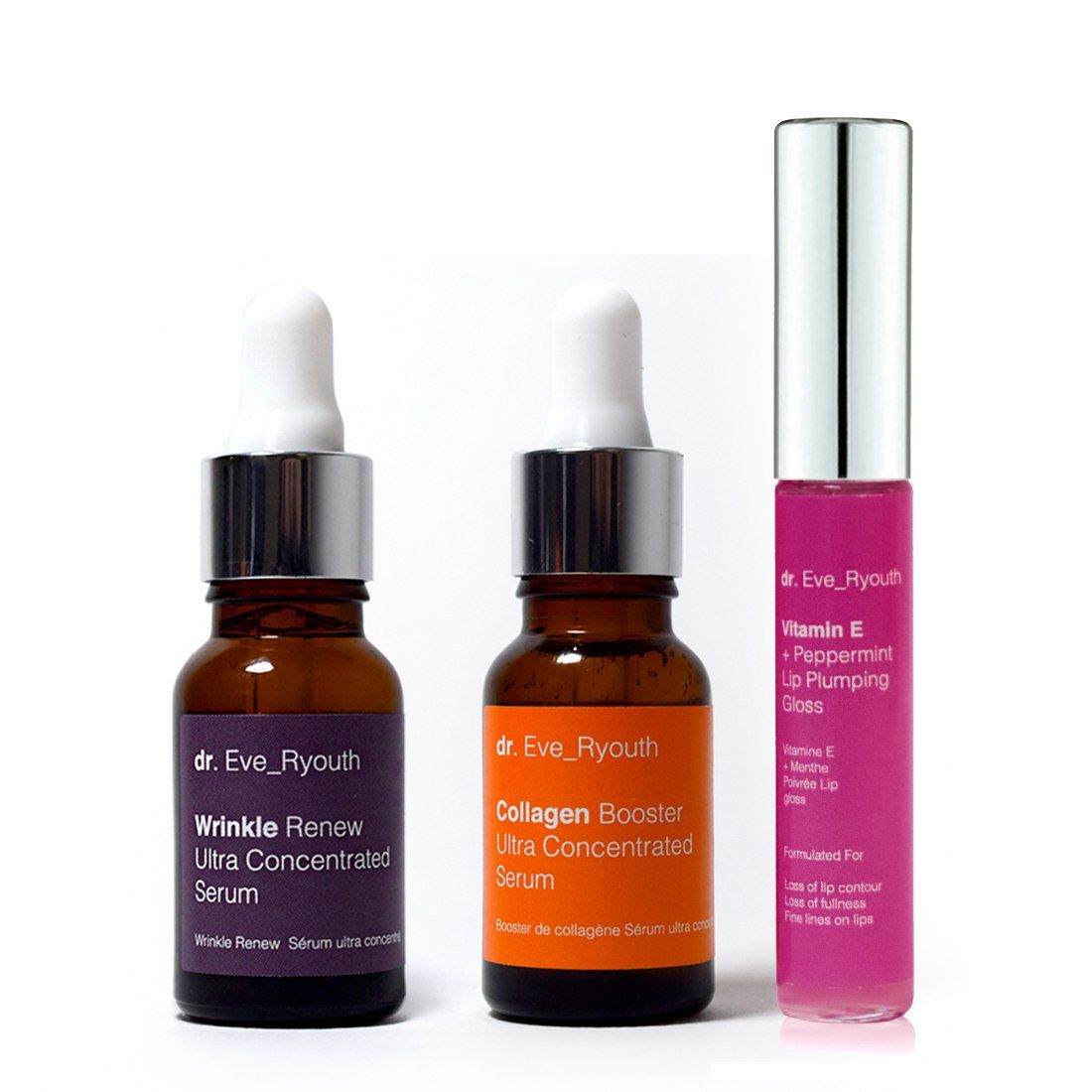Dr. eve_ryouth - Set de soins anti-âge 'Collagen Booster + Wrinkle Renew  + Vitamin E and Peppirment' - 3 Pièces