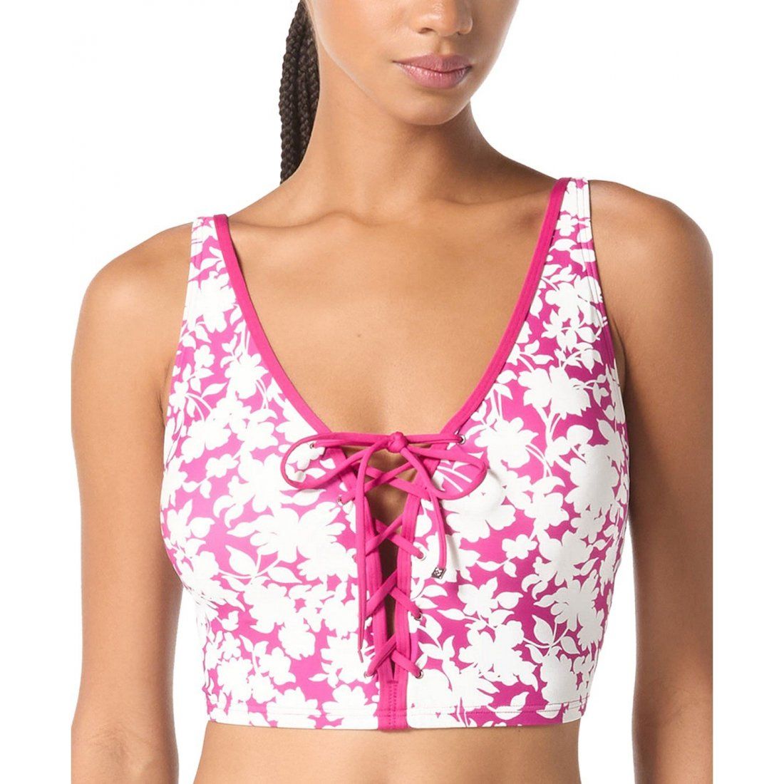 Michael kors - Haut de bikini 'Printed Lace-Up V-Neck' pour Femmes