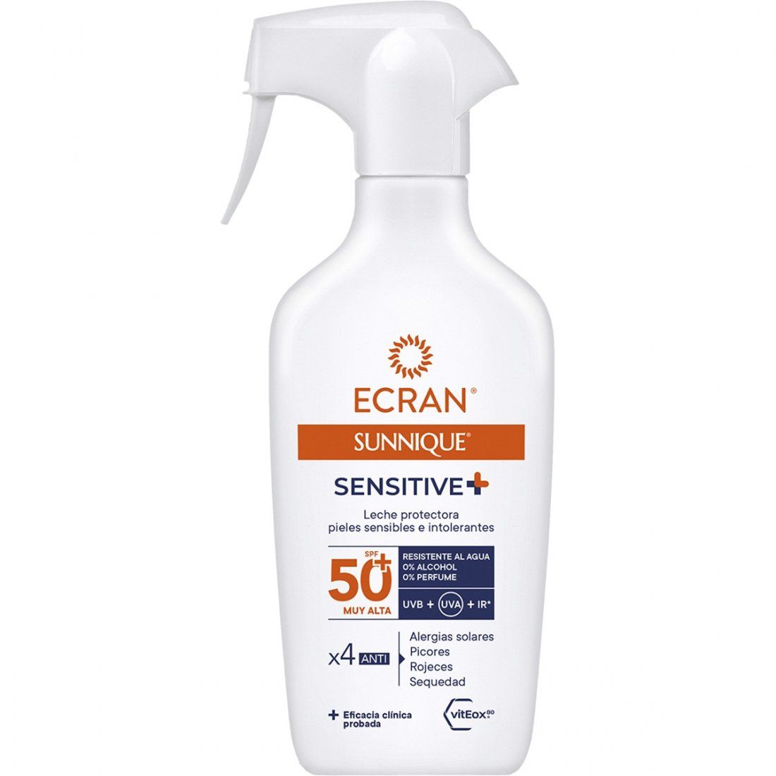 Ecran - Lait solaire 'Sunnique Sensitive + VitEox Anti-Allergic Protective 80 SPF50+' - Peaux sensibles, 270 ml