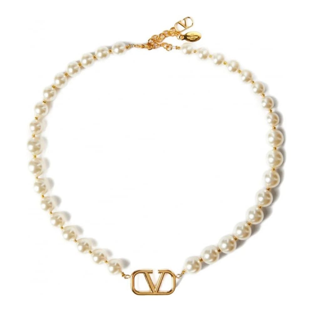 Valentino - Collier 'VLogo Signature Pearl-Embellished' pour Femmes