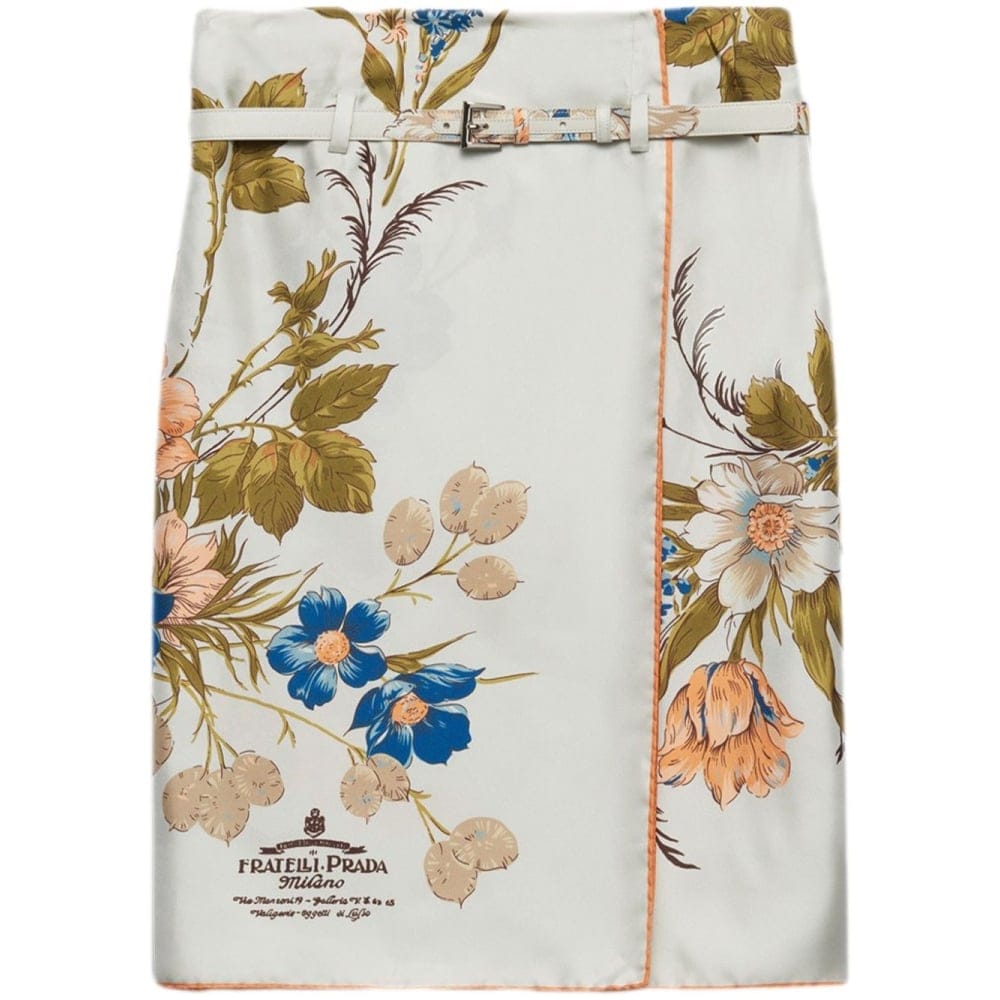 Prada - Jupe Midi 'Floral-Print' pour Femmes