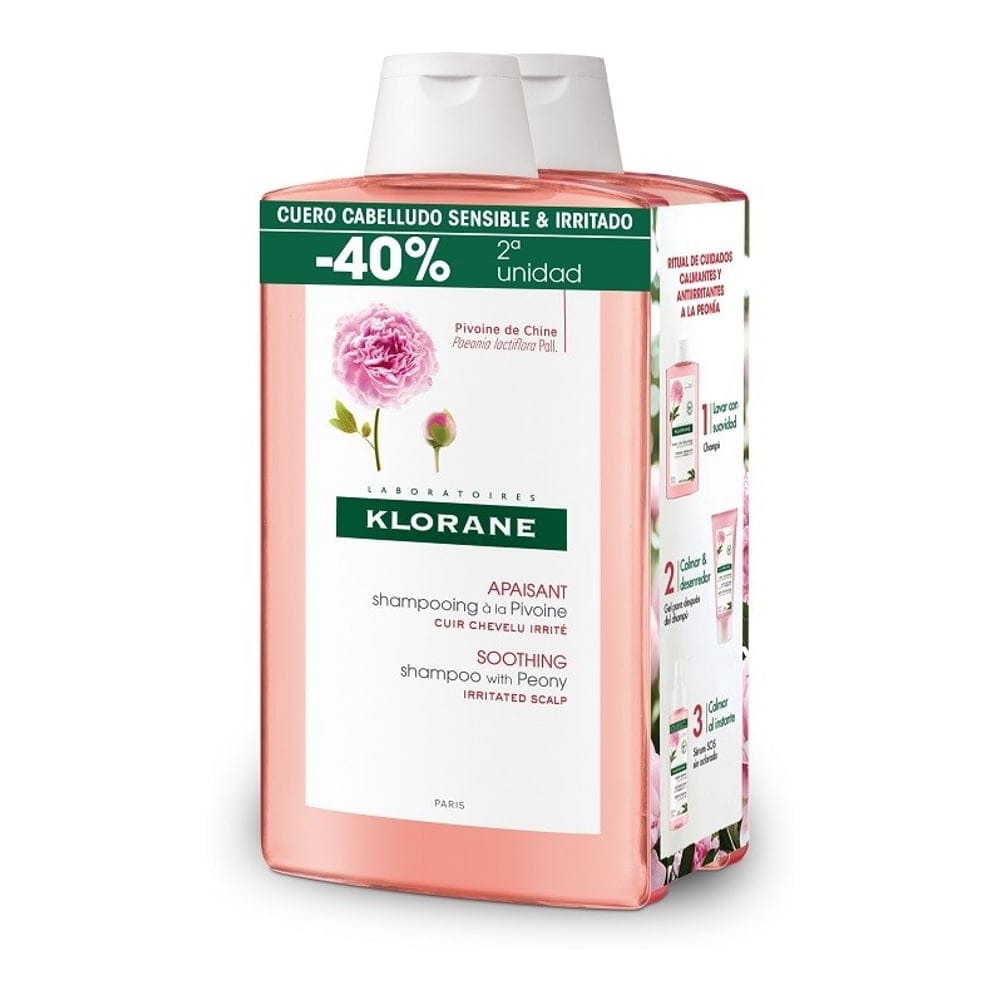 Klorane - Shampoing Pivoine - 400 ml, 2 Pièces