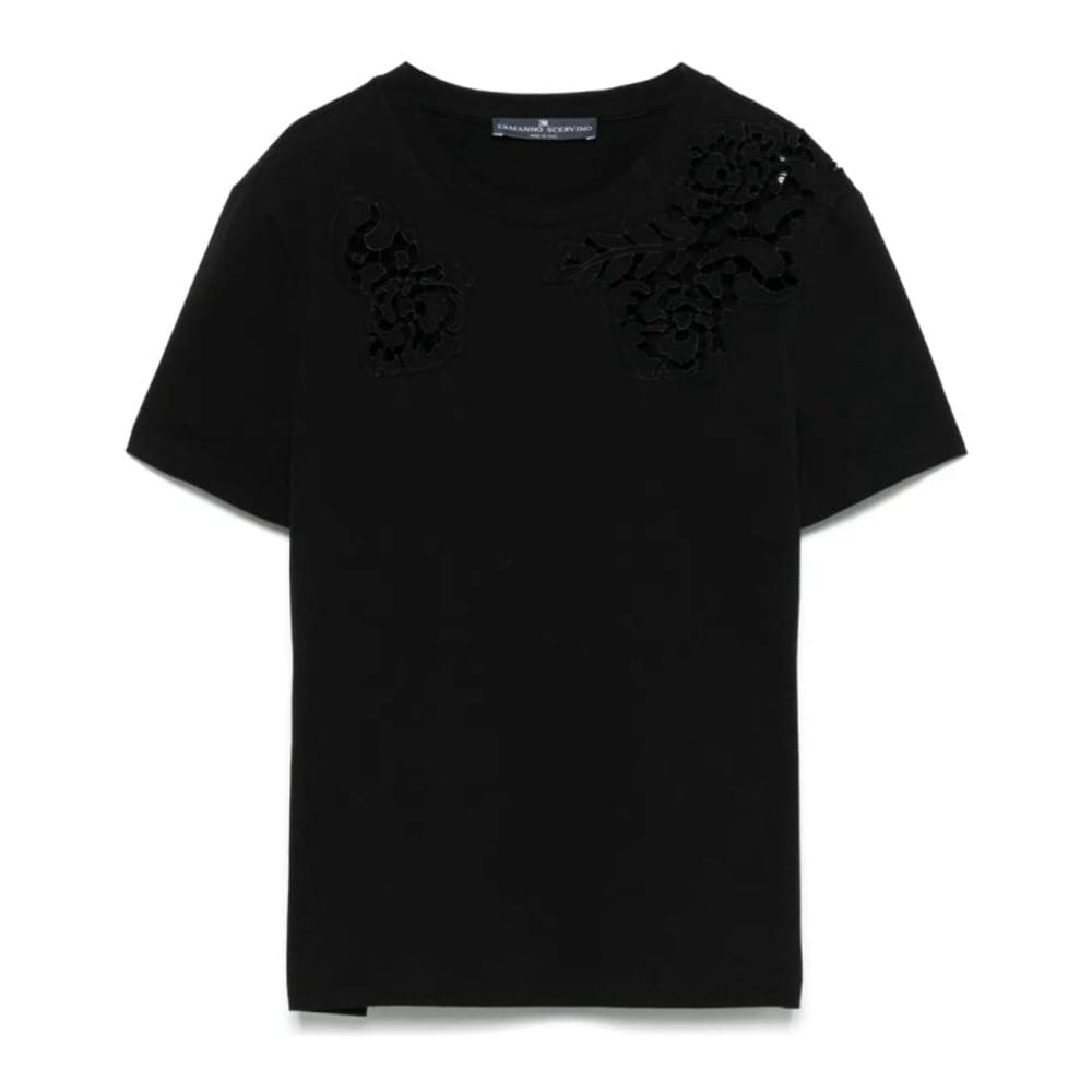 Ermanno scervino - T-shirt 'Guipure Lace-Detail' pour Femmes