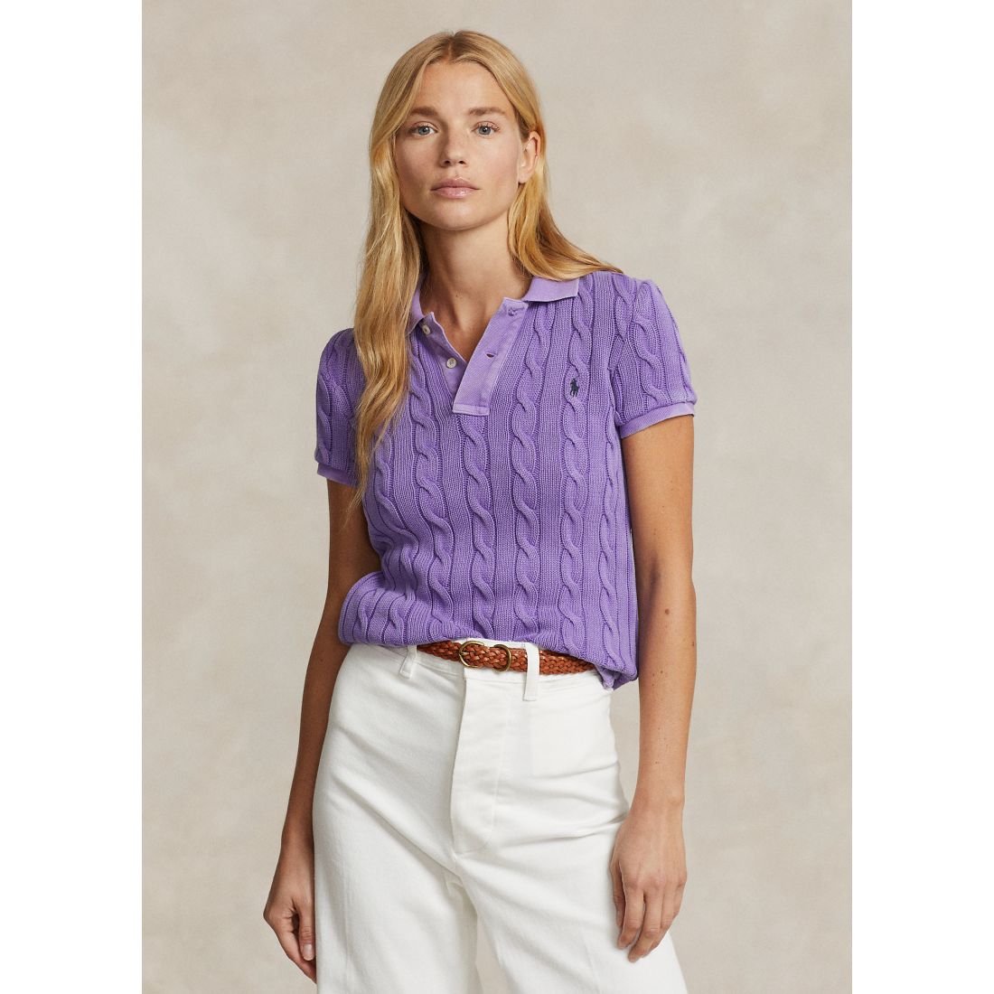 Polo Ralph Lauren - 'Cable-Knit Polo Shirt' pour Femmes